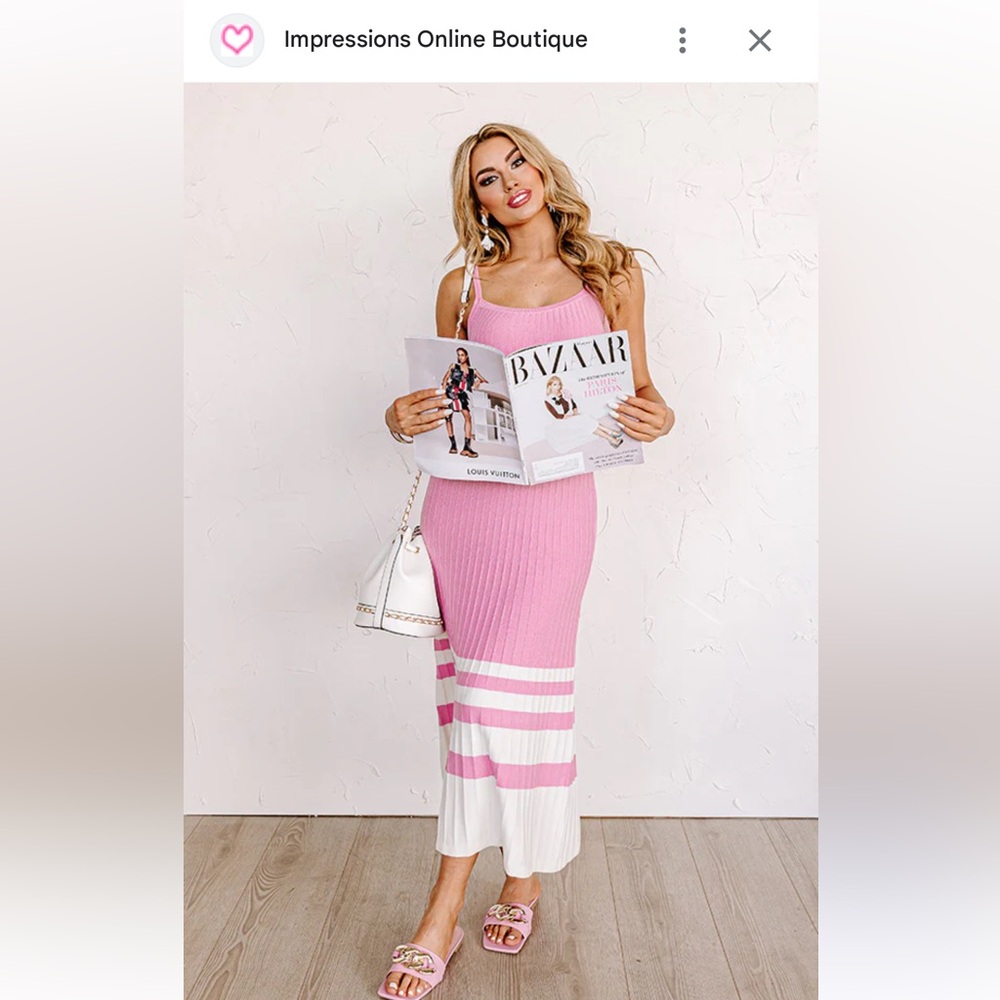 Midi Pink Tennis Sweater Dress